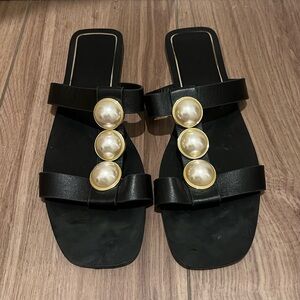 Zara Black Pearl Sandals